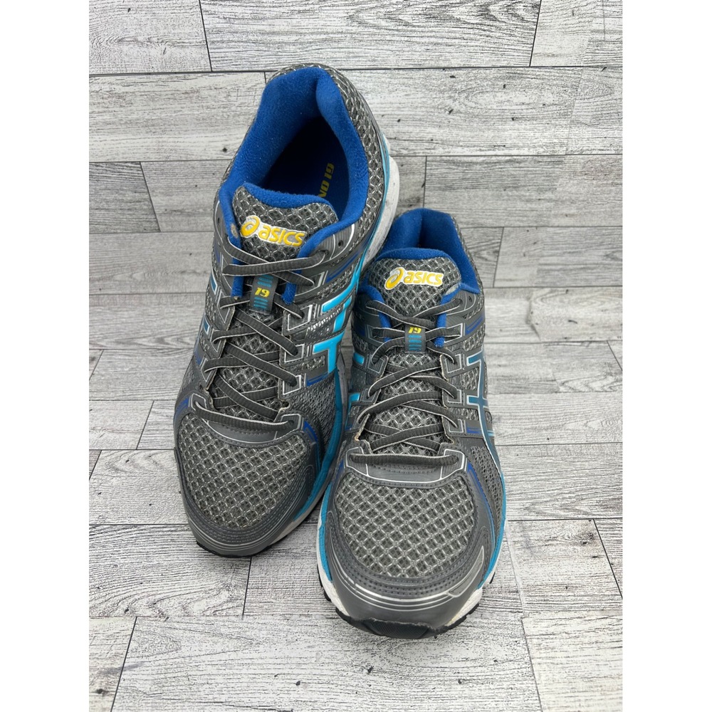 Asics Gel-Kayano 19 Women Running Shoes Grey‎ Blue Yellow T350N Size 9
